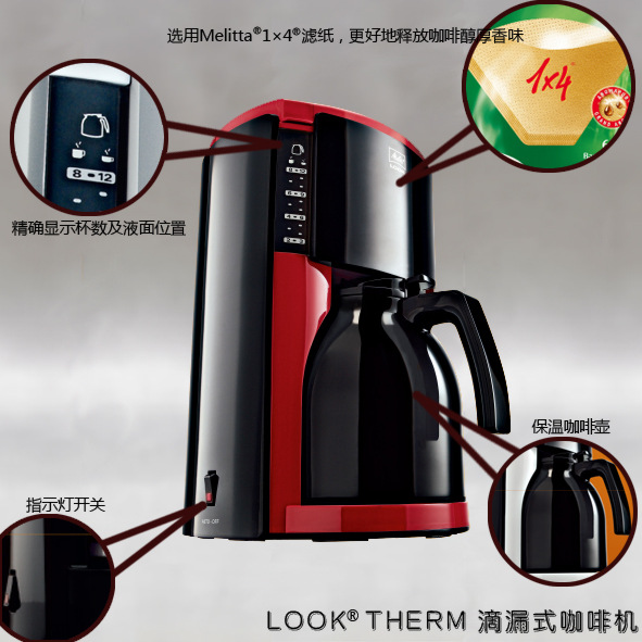 Melitta/美樂家 LOOK III Therm 滴漏式咖啡機（烈焰紅、站住白）